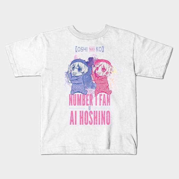 OSHI NO KO: NUMBER 1 FAN OF AI HOSHINO (GRUNGE STYLE) WHITE Kids T-Shirt by FunGangStore